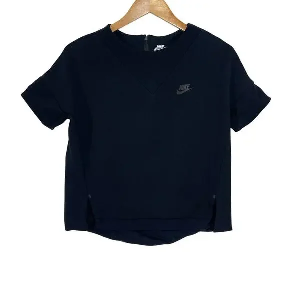 NIKE TECH Women’s Short Sleeve High Low Sweatshirt size medium - Picture 2 of 4